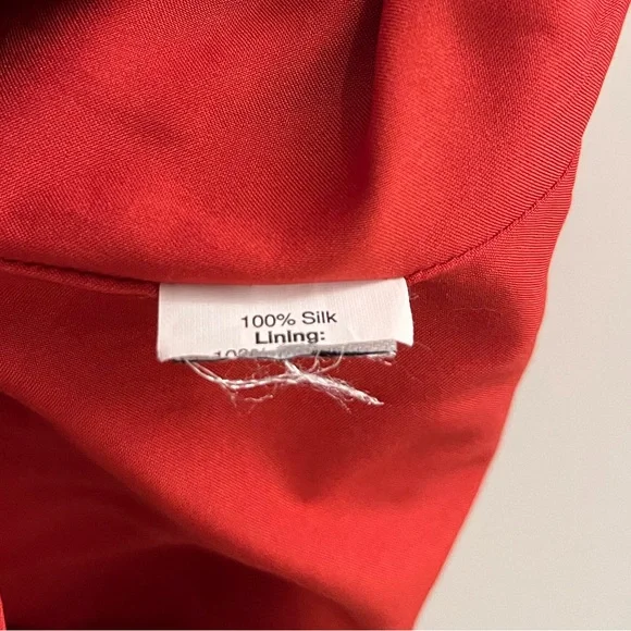 Madewell 100% Silk Red Palmflower Pattern Off The Shoulder Dress, Size L - Picture 5 of 6